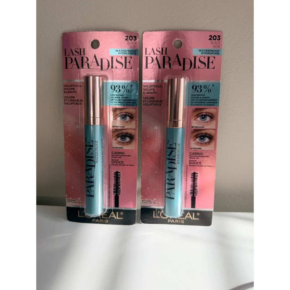 L'Oreal Lash Paradise Mascara Womens 2-Pack 203 Black Noir Waterproof NWT